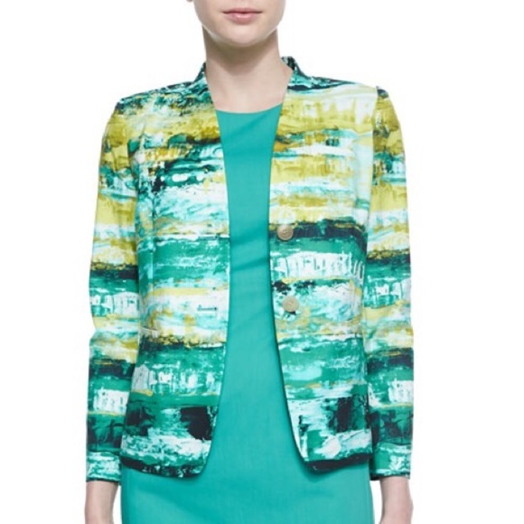 Lafayette 148 New York Jackets & Blazers - LAFAYETTE 148 Lilith Printed Graphic Aquarium Jacket Blazer
